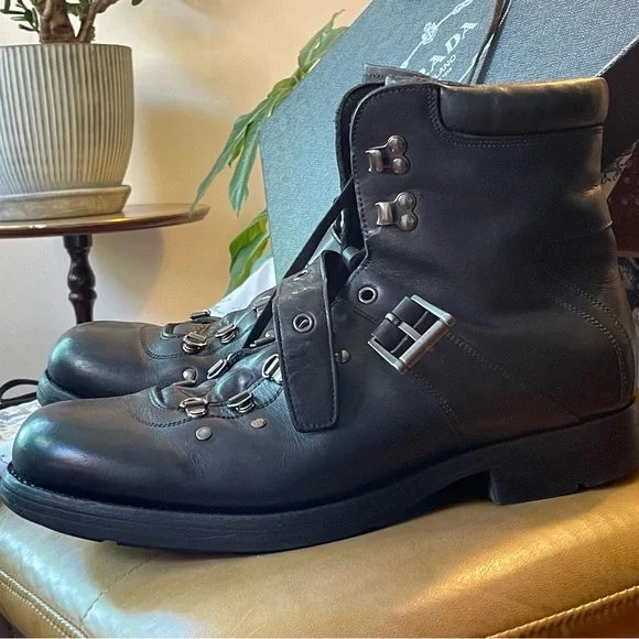 Prada | Shoes | Prada Buckled Leather Rodeo Boots Size 15  display picture 1